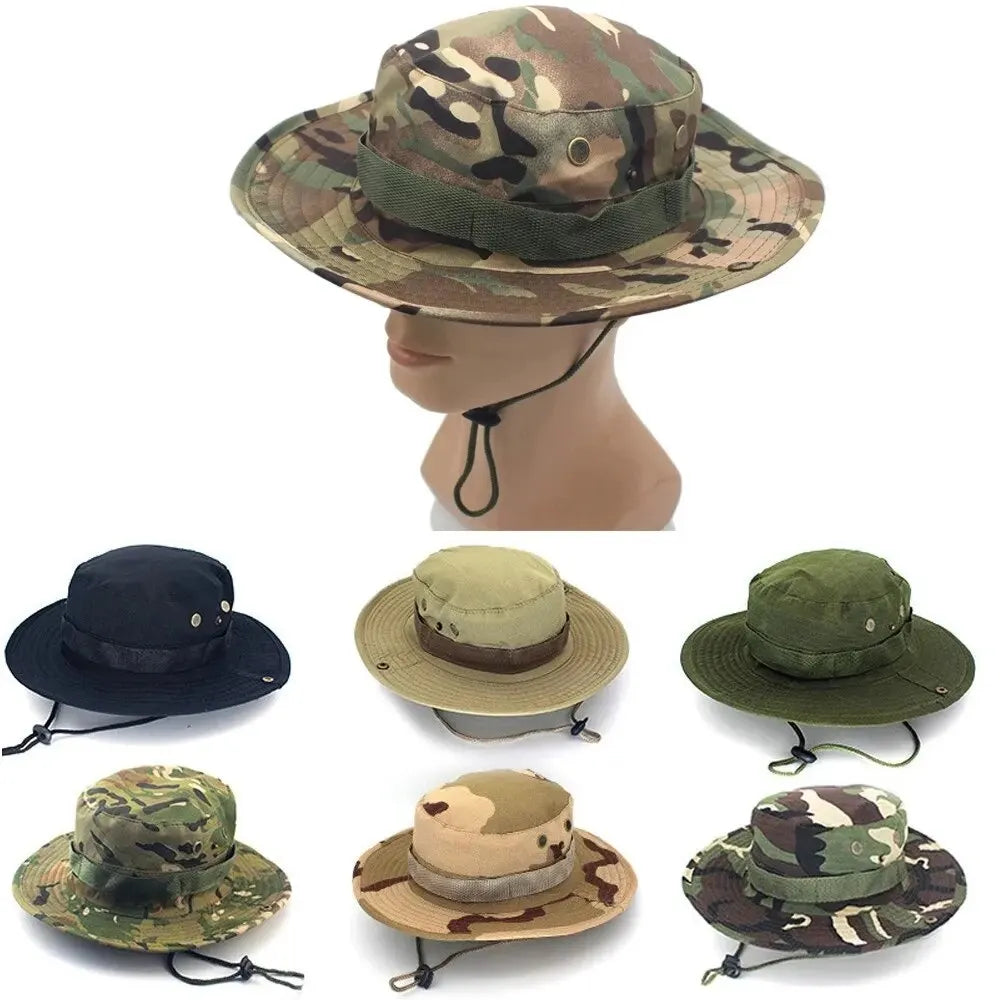 Outdoor camouflage military hat, breathable hiking bucket hat