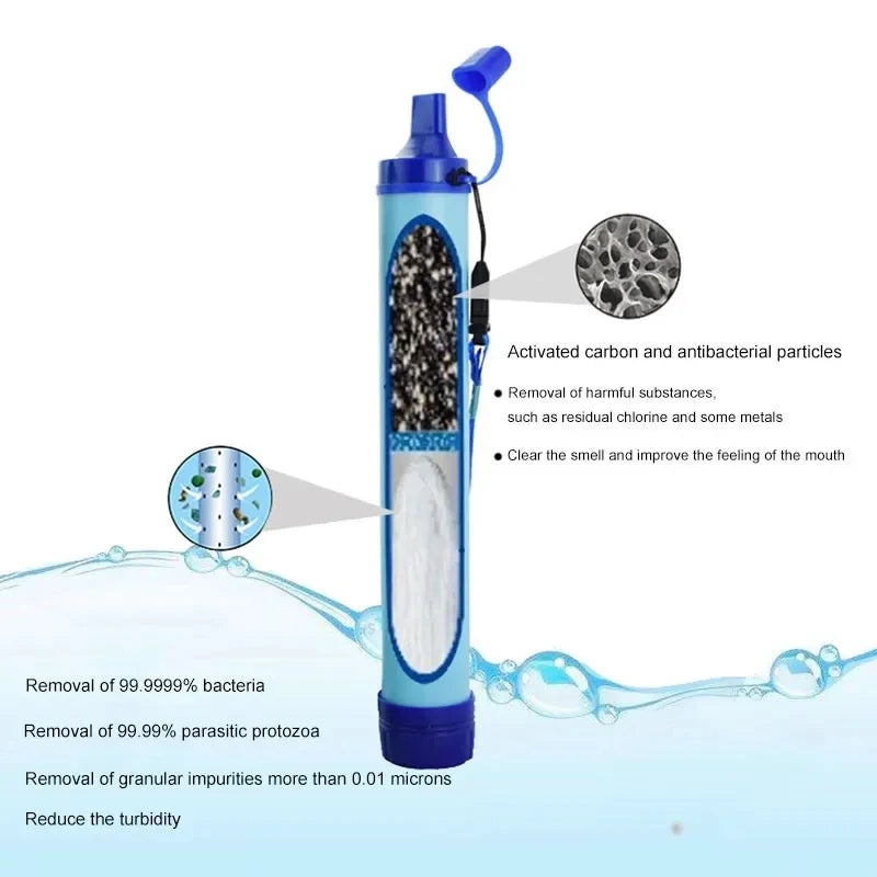Filtre à eau d'extérieur, purificateur d'eau de survie d'urgence pour le camping