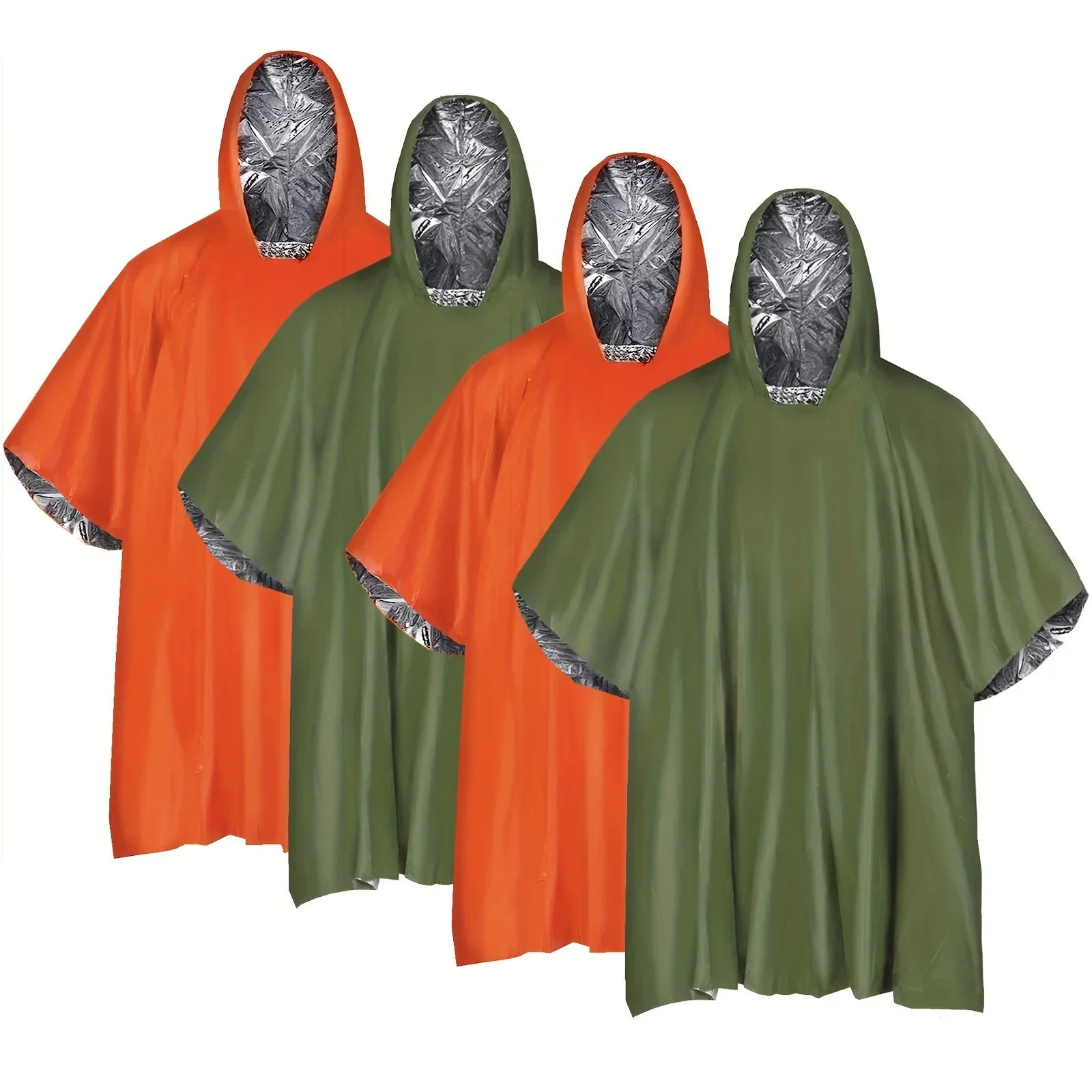 4pcs Emergency Poncho, Thermal Waterproof Film Blanket, Insulated, Reflective, Improved Visibility, Outdoor Camping/Car Survival Gear