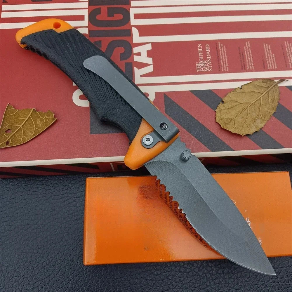 Tactical Folding Hunting Knife with Serrated Blade, Outdoor Military Knives, Camping Survival Tool