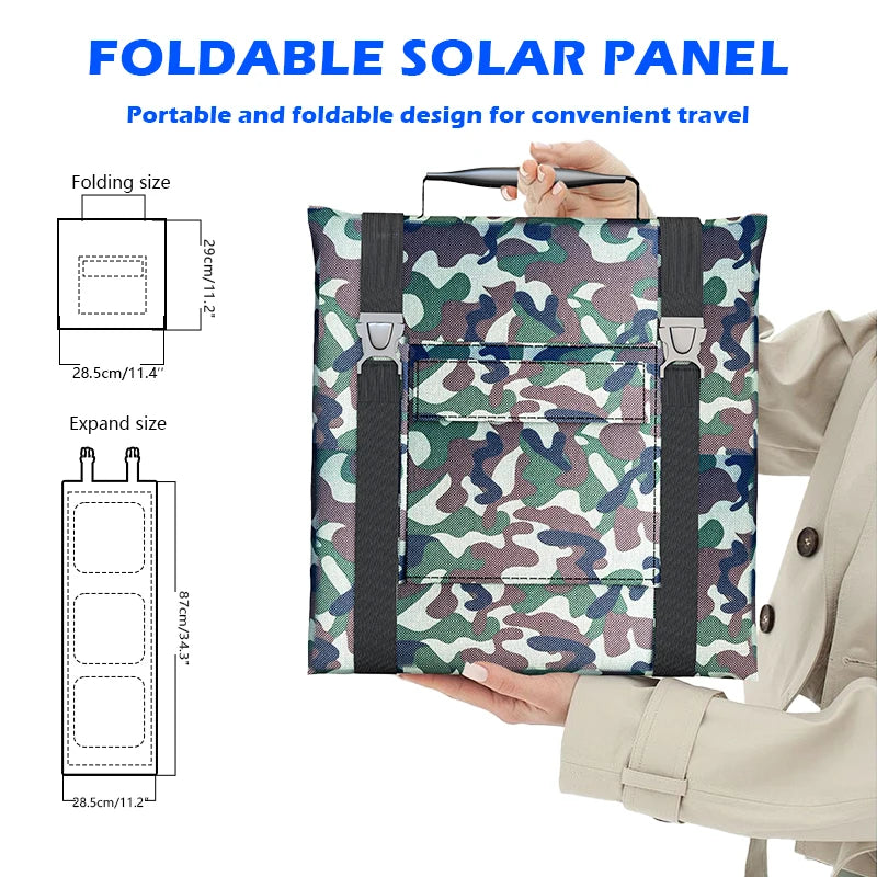 100W Foldable Solar Panels, Portable Solar Power Station, 18V Charger, for Car, Boat, Caravan, Camping