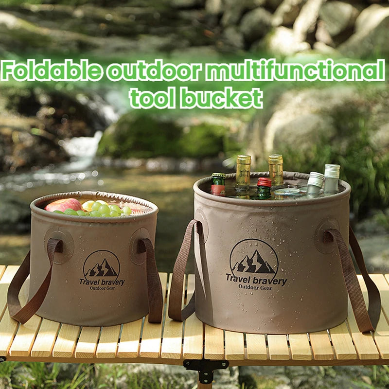 Foldable, portable, waterproof and multifunctional bucket for camping and hiking