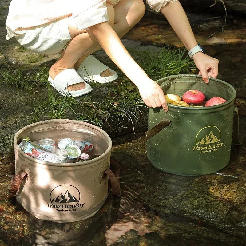 Foldable, portable, waterproof and multifunctional bucket for camping and hiking