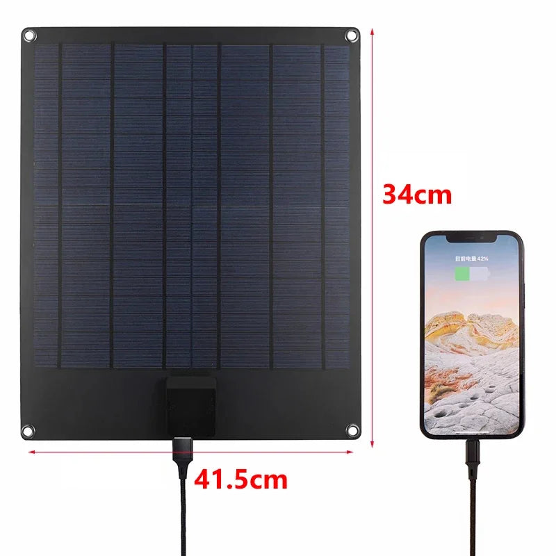 20W Waterproof Solar Panel, USB + Type C Portable Charger for Camping