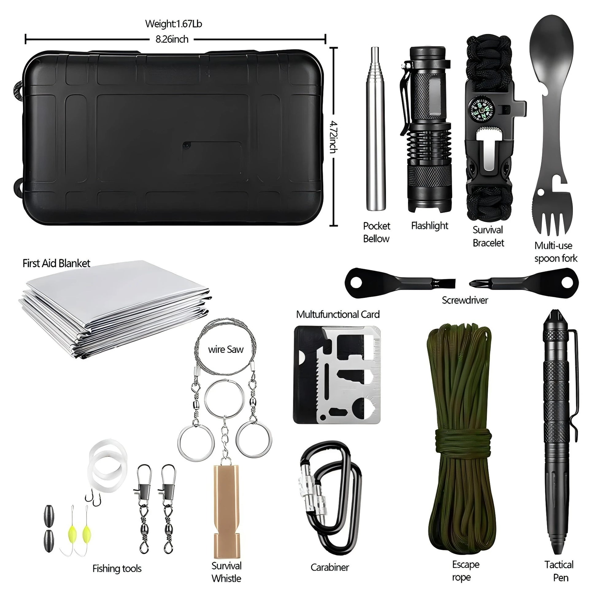 Emergency Survival Kit, Multi-Function Camping Gear, Tactical Gear, Outdoor Adventure