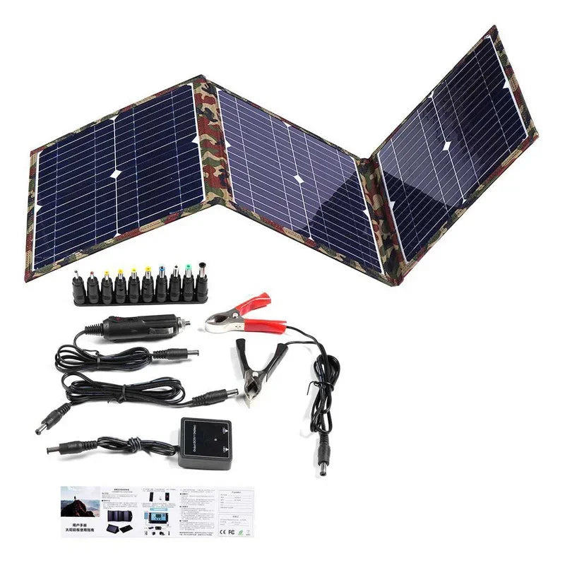 100W Foldable Solar Panels, Portable Solar Power Station, 18V Charger, for Car, Boat, Caravan, Camping