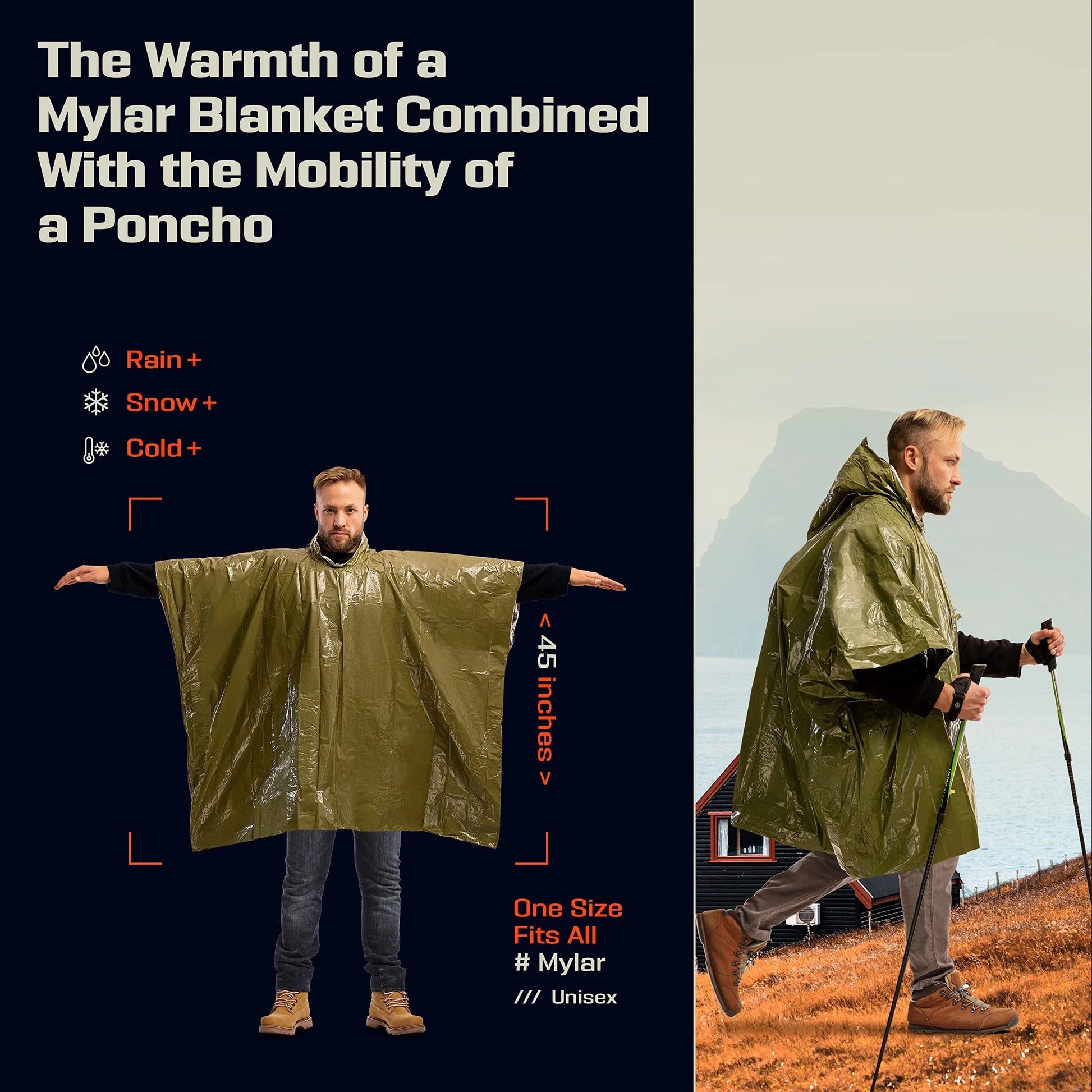 4pcs Emergency Poncho, Thermal Waterproof Film Blanket, Insulated, Reflective, Improved Visibility, Outdoor Camping/Car Survival Gear