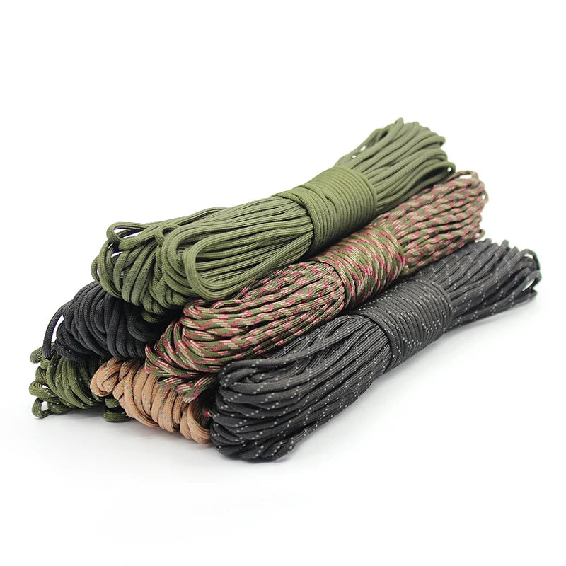 Paracord cord, length 5, 15 or 30 m, 4 mm, for camping, survival, parachute, hiking, tent, accessories