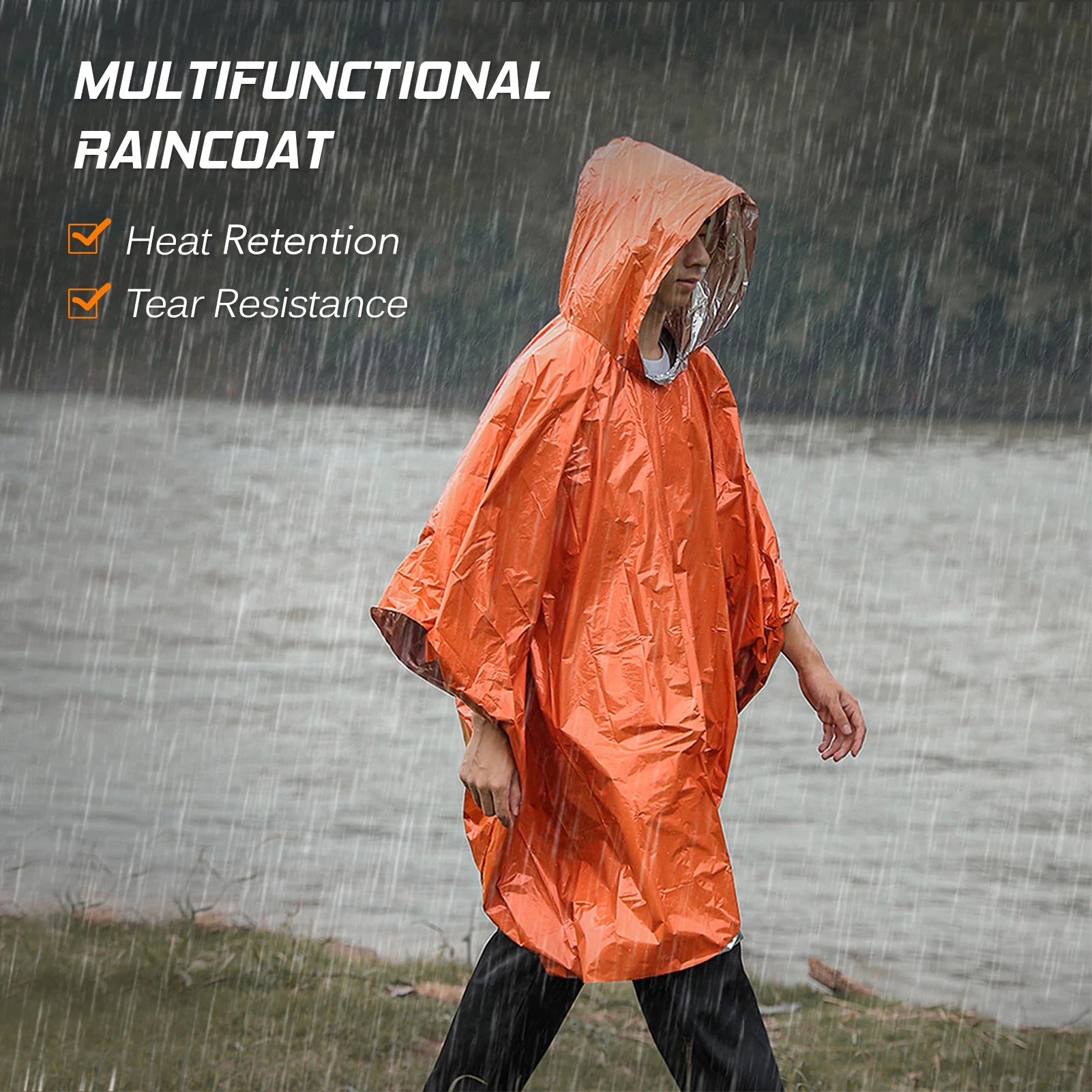 Emergency thermal rain poncho