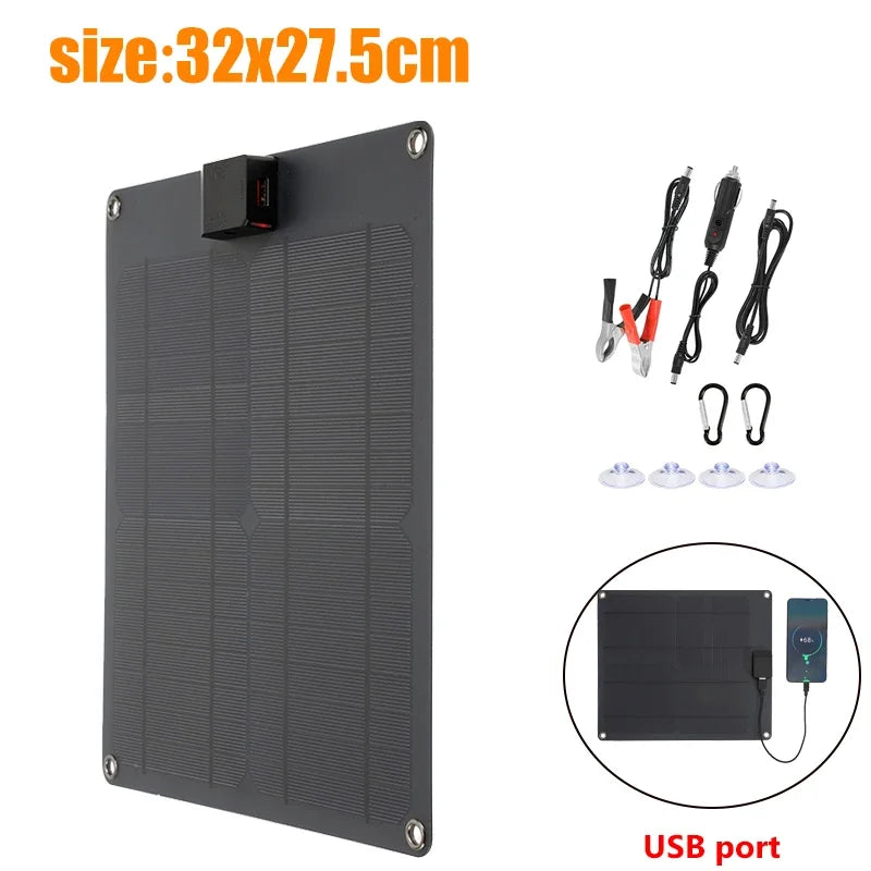 20W Waterproof Solar Panel, USB + Type C Portable Charger for Camping