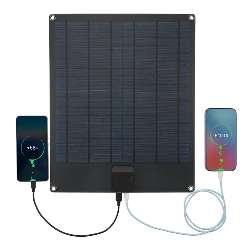 20W Waterproof Solar Panel, USB + Type C Portable Charger for Camping