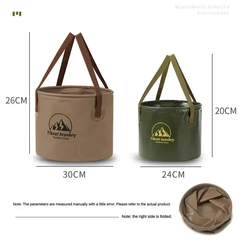 Foldable, portable, waterproof and multifunctional bucket for camping and hiking