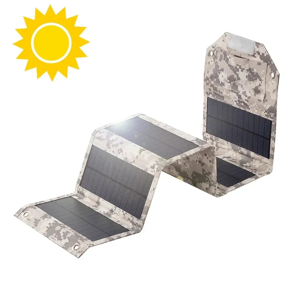 12W Foldable Solar Panel, 5V USB Solar Charger, for Camping, Hiking, Cable Included