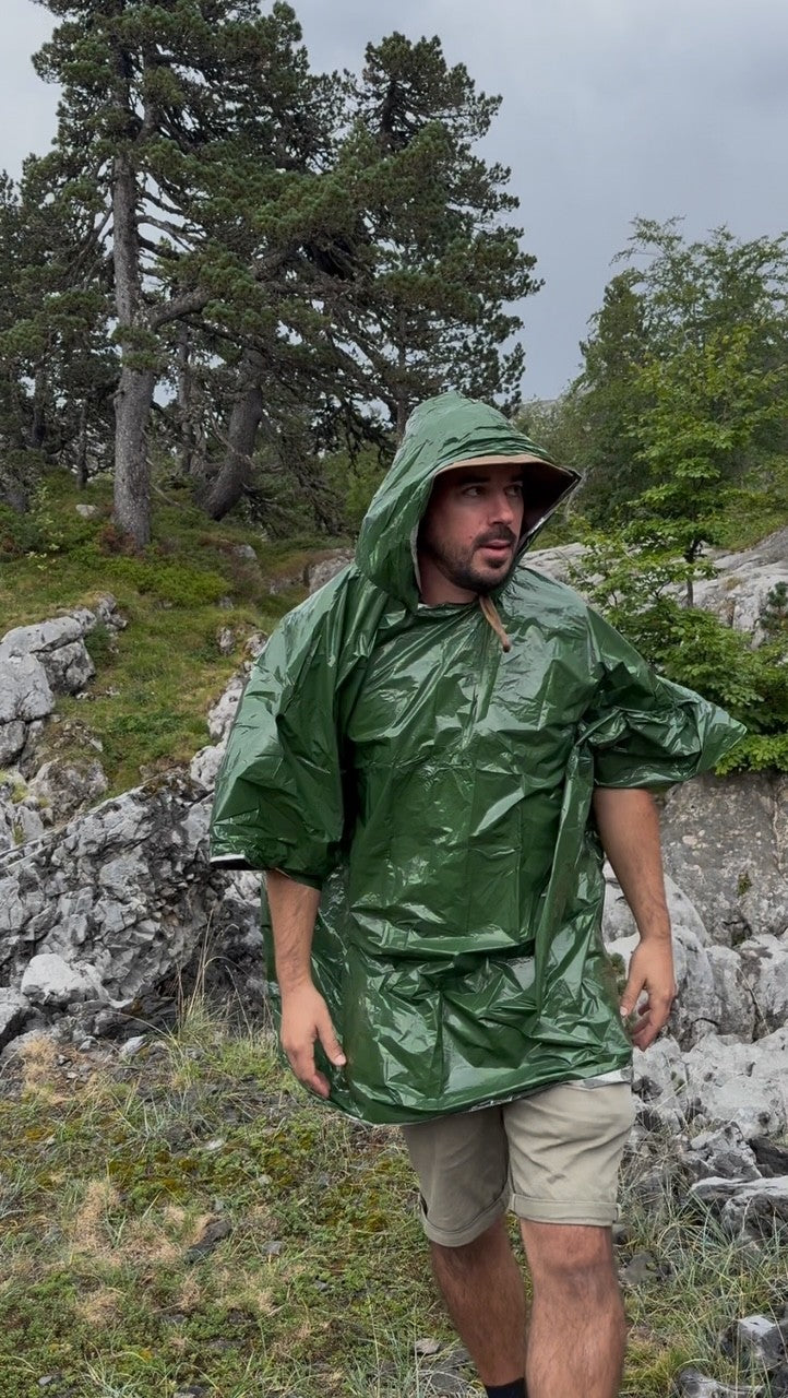 Emergency thermal rain poncho