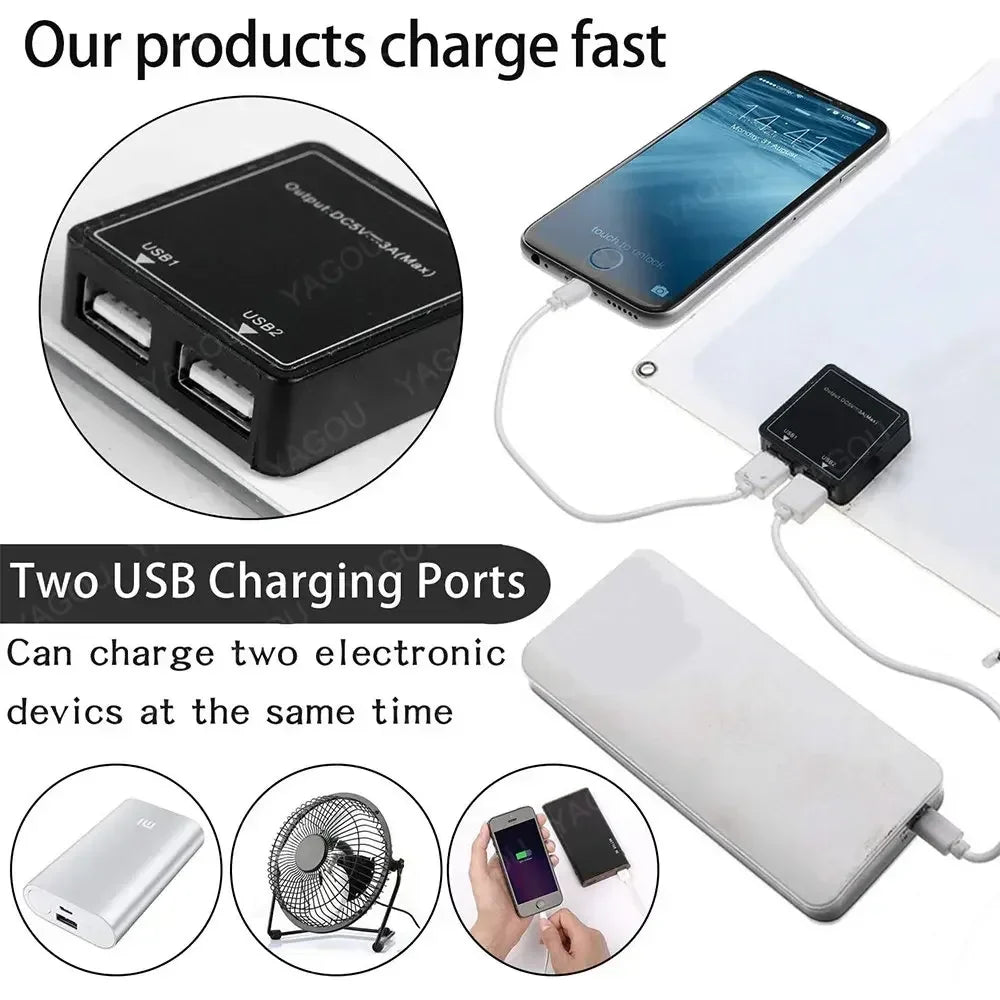 100W Waterproof Solar Panel – 5V Portable Dual USB Solar Charger for Outdoor Camping, Phones & Devices-4