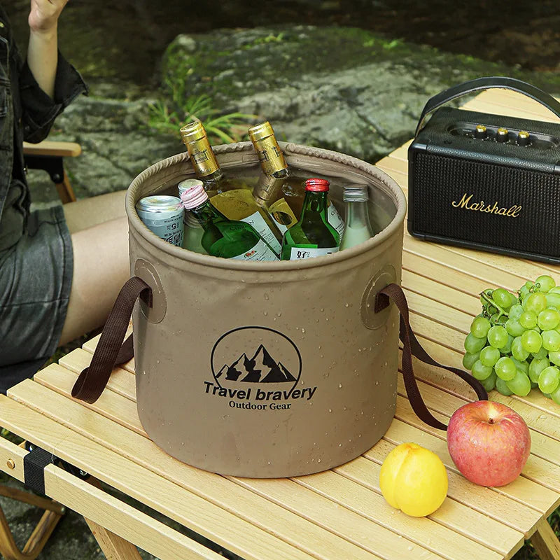 Foldable, portable, waterproof and multifunctional bucket for camping and hiking