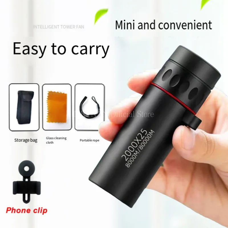 2000x25 HD Outdoor Monocular Telescope Portable Telescope Hunting Bird Watching
