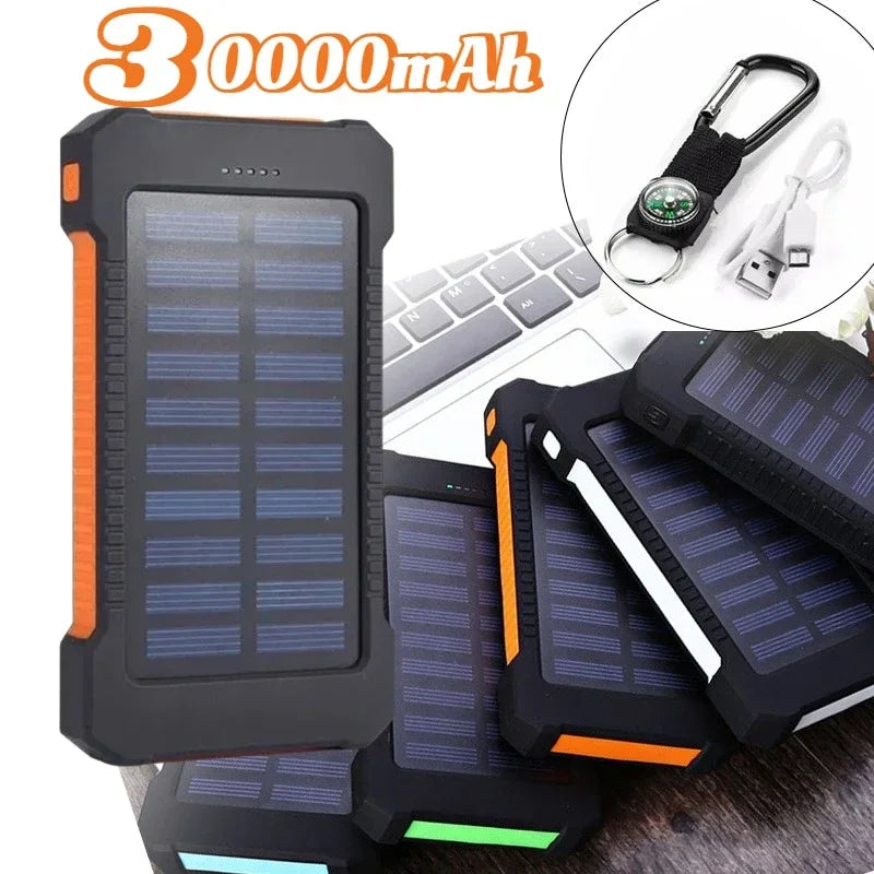 100000mAh Solar Power Bank, Waterproof Portable Charger with SOS Flashlight