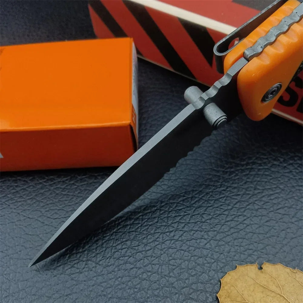 Tactical Folding Hunting Knife with Serrated Blade, Outdoor Military Knives, Camping Survival Tool