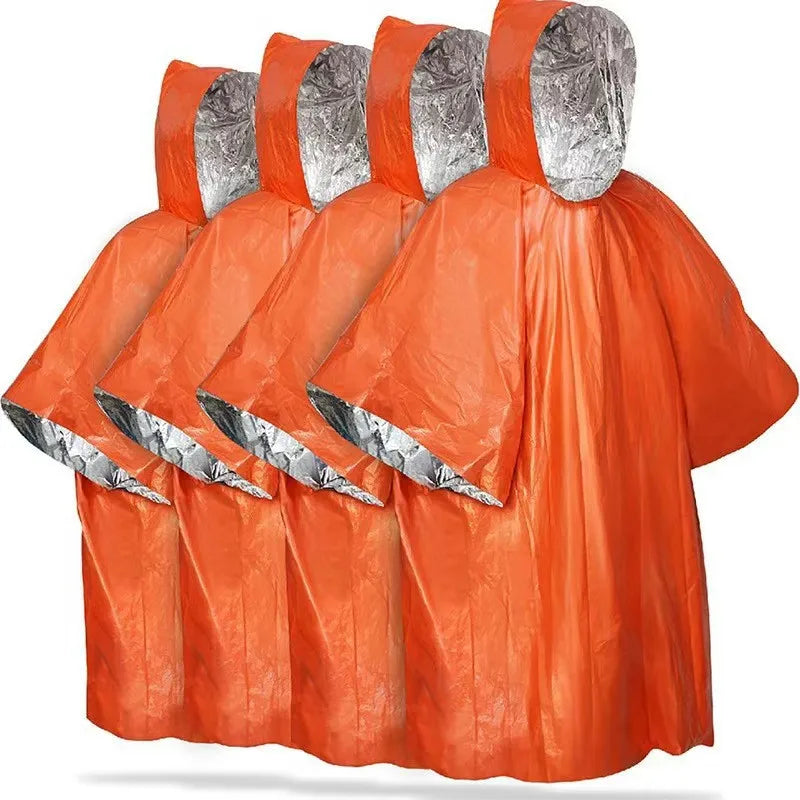 4pcs Emergency Poncho, Thermal Waterproof Film Blanket, Insulated, Reflective, Improved Visibility, Outdoor Camping/Car Survival Gear