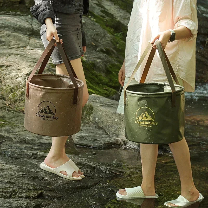 Foldable, portable, waterproof and multifunctional bucket for camping and hiking