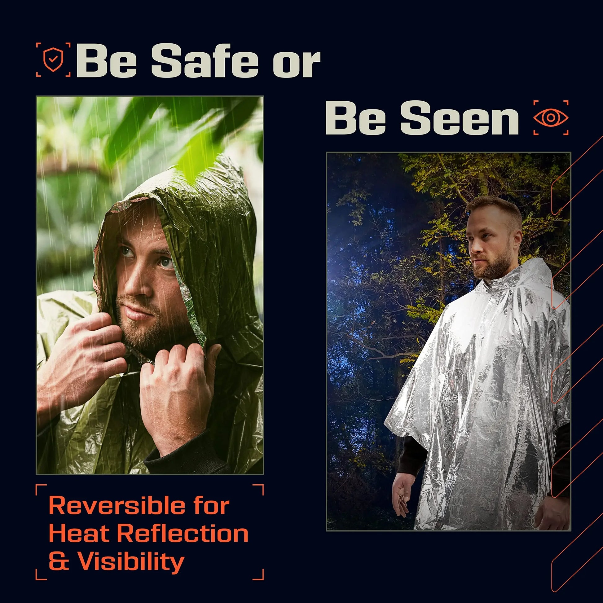4pcs Emergency Poncho, Thermal Waterproof Film Blanket, Insulated, Reflective, Improved Visibility, Outdoor Camping/Car Survival Gear