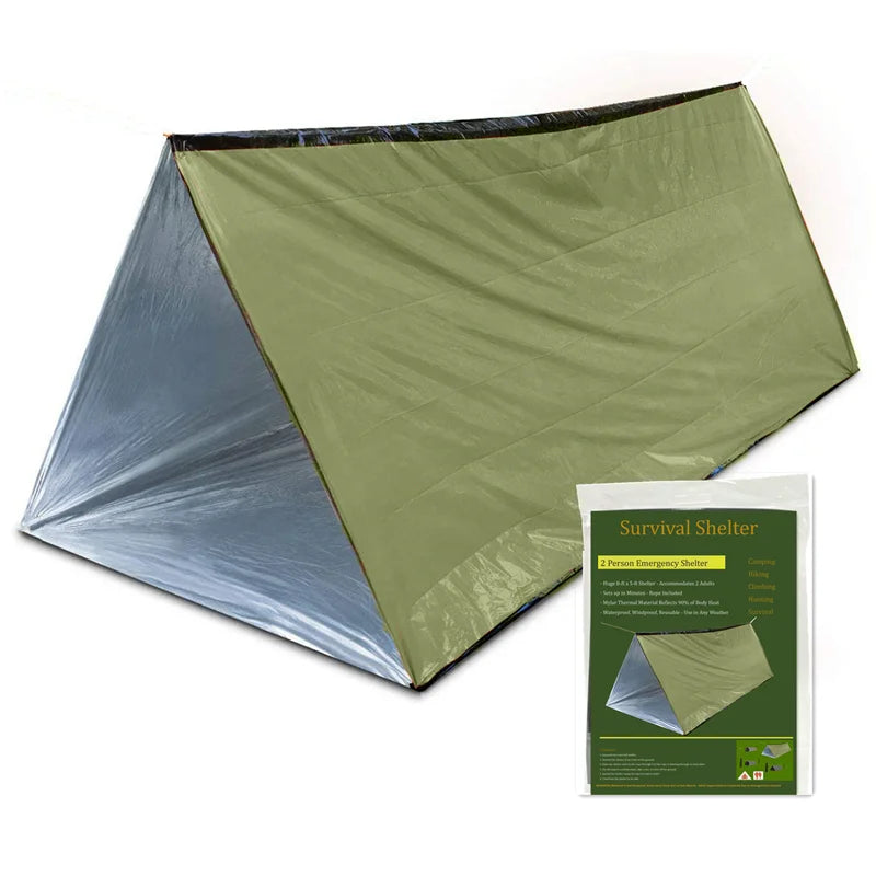 2 Person Outdoor Camping Tent, Waterproof Rescue Tent, Emergency Survival Tent Kit, Outdoor Camping Mat