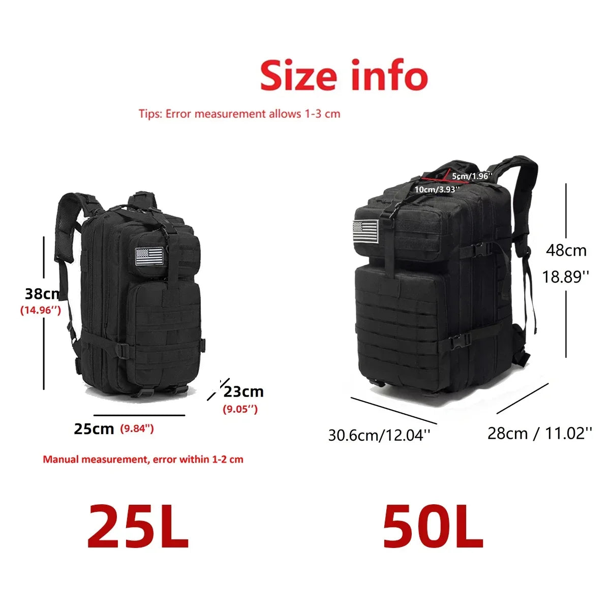 25L/50L Waterproof Backpack for Hiking, Fishing, Hunting, Outdoor Sports, Camping