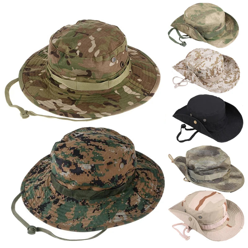 Camouflage tactical hat, bucket hat ideal for camping, climbing, fishing, hiking