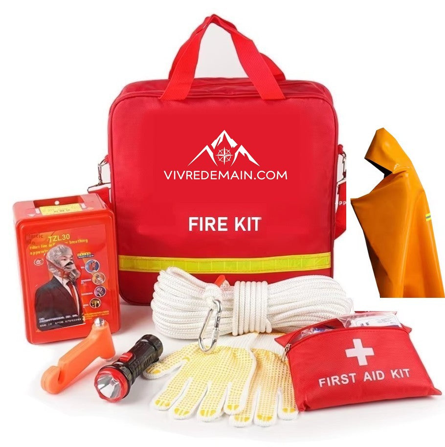 FIRE - The Vivre Demain® fire survival kit for quickly evacuating a burning area.