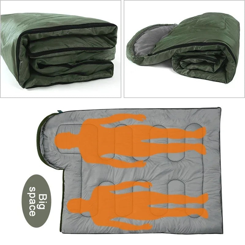Sac de couchage d'hiver en coton creux épais pour camping en plein air