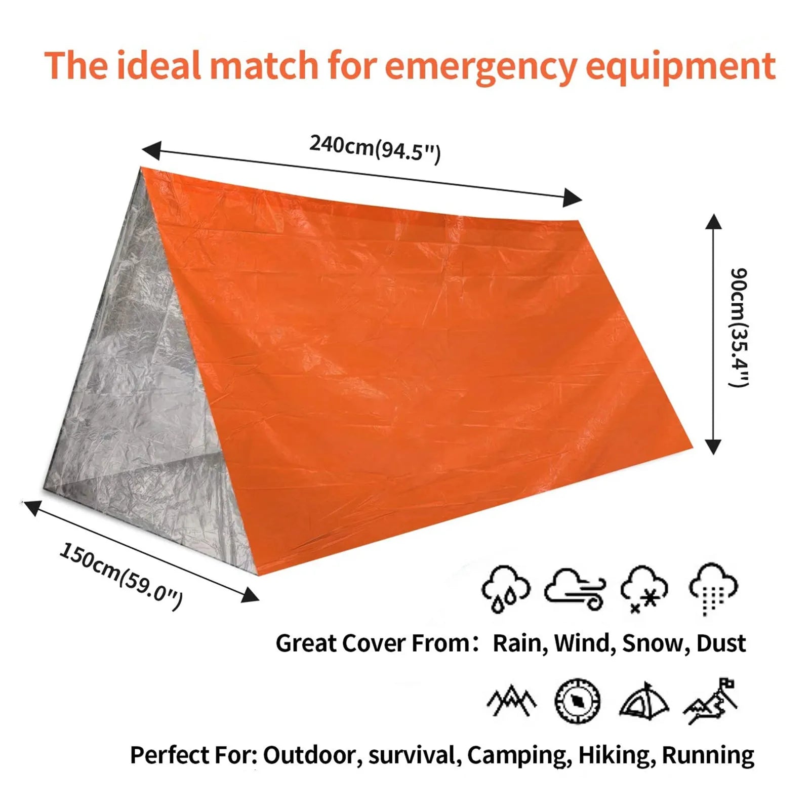 2 Person Outdoor Camping Tent, Waterproof Rescue Tent, Emergency Survival Tent Kit, Outdoor Camping Mat