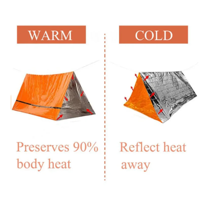 2 Person Outdoor Camping Tent, Waterproof Rescue Tent, Emergency Survival Tent Kit, Outdoor Camping Mat