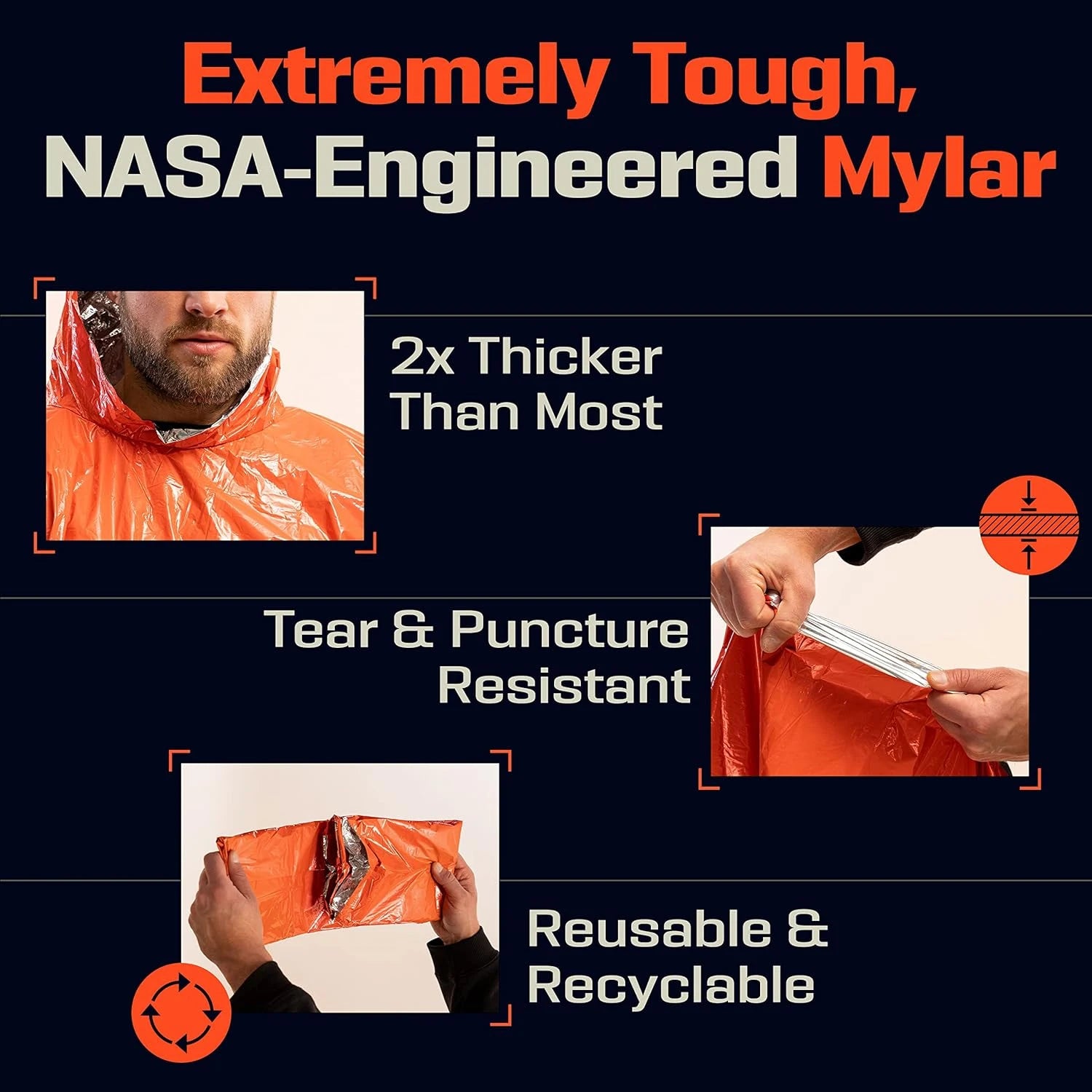 Emergency thermal rain poncho 