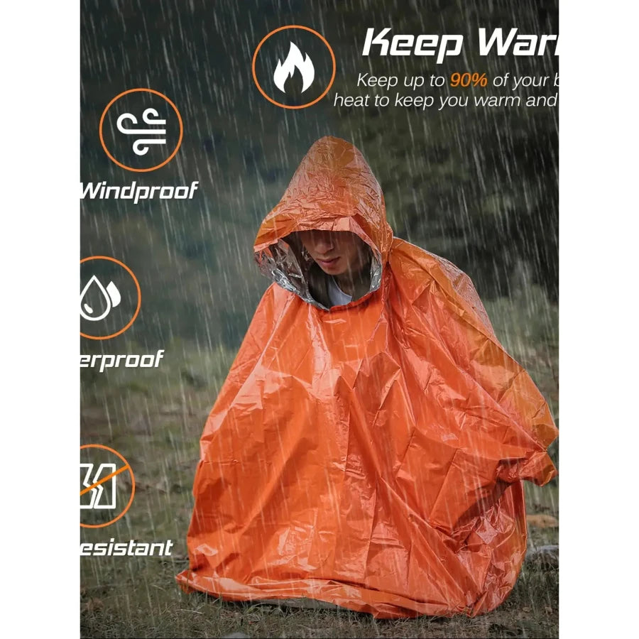 Emergency thermal rain poncho 