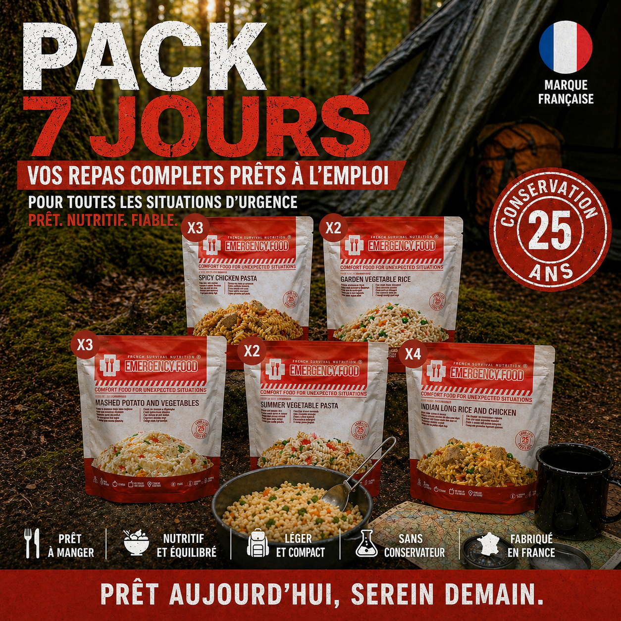 repas lyophilisé survie pack 