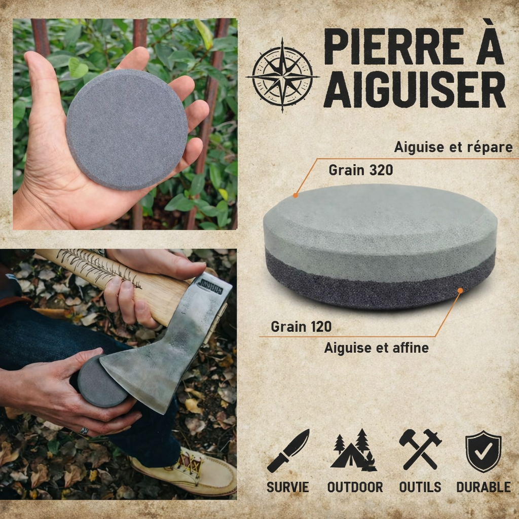 pierre aiguiser hache bushcraft