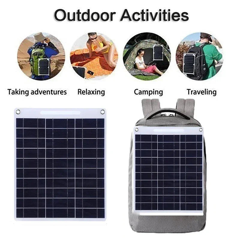 100W Waterproof Solar Panel – 5V Portable Dual USB Solar Charger for Outdoor Camping, Phones & Devices-2