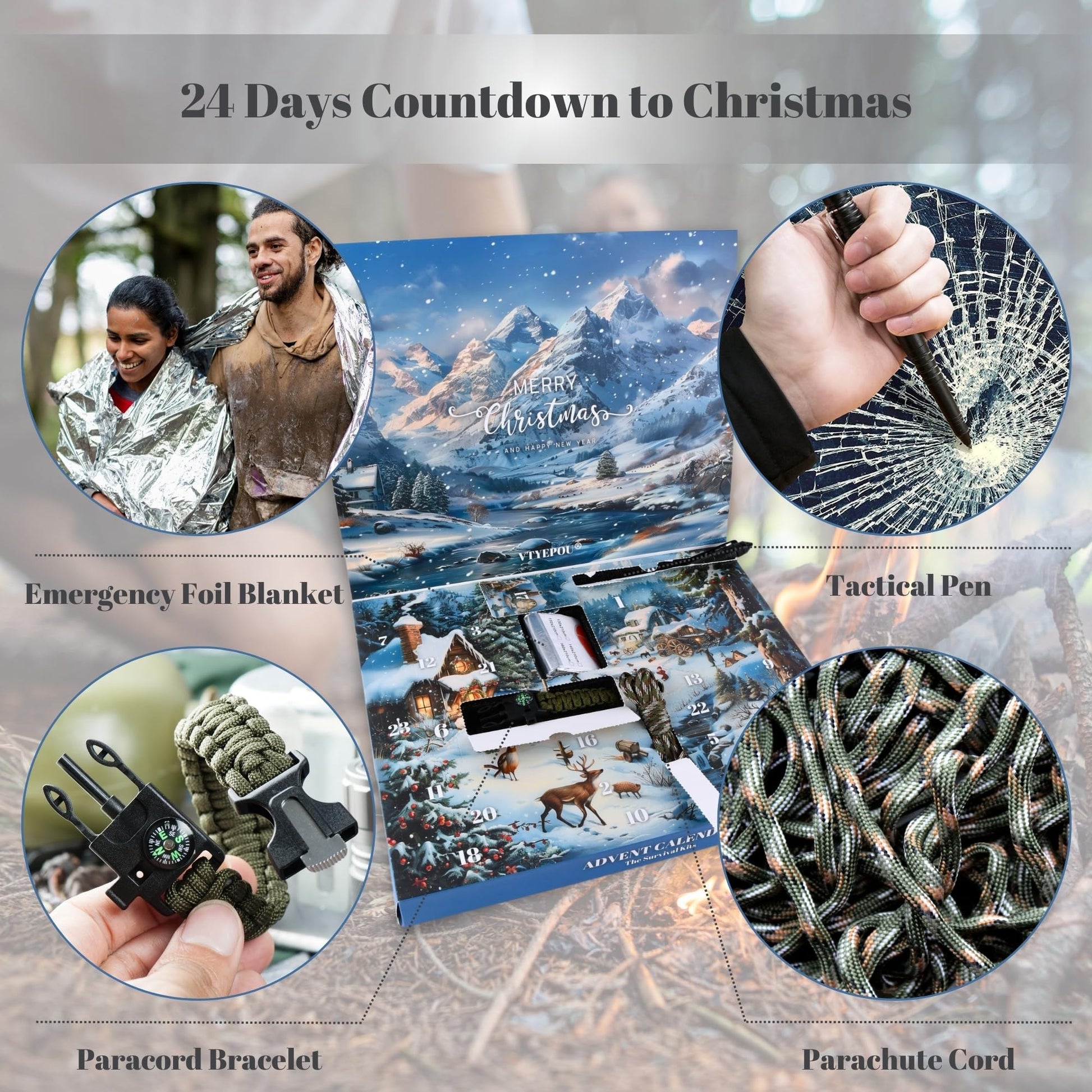 Survivalist Advent Calendar, Christmas Gift, Survival Gear 