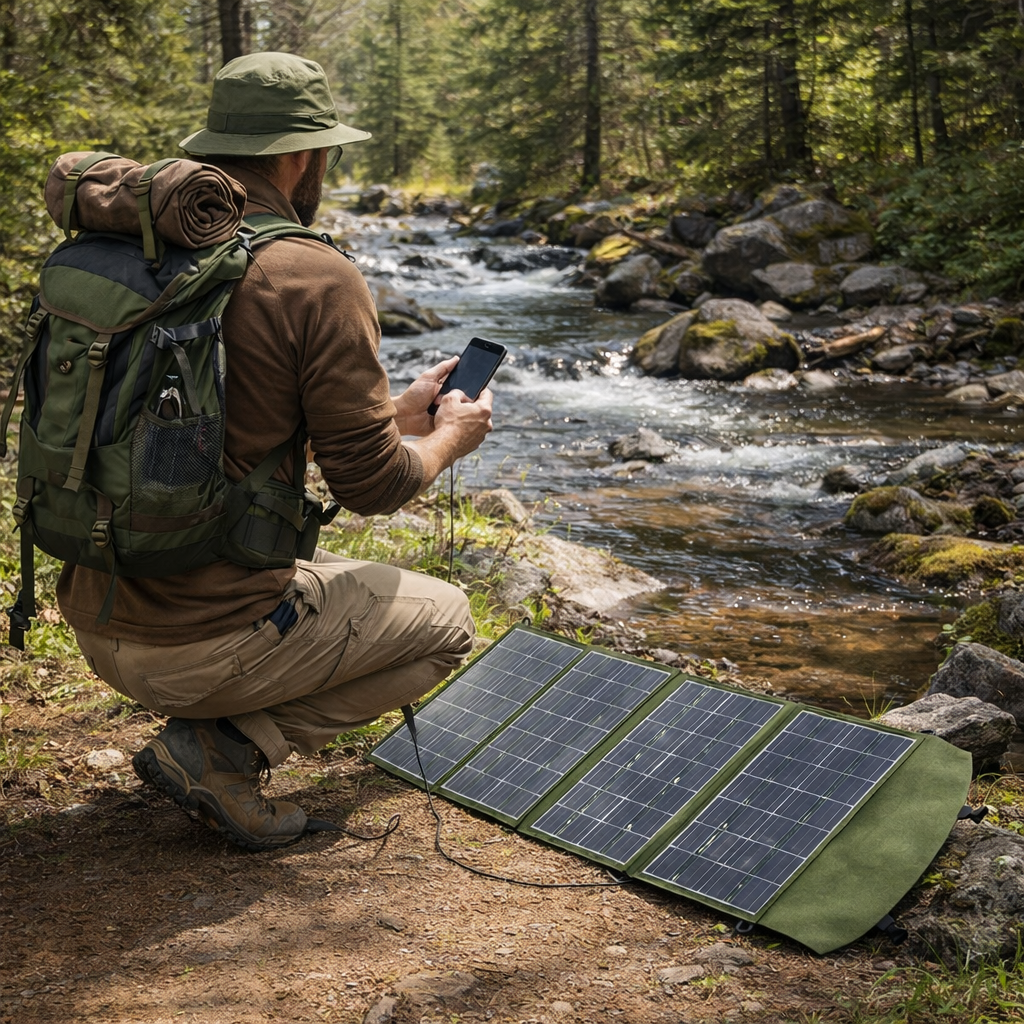 chargeur solaire camping pliable