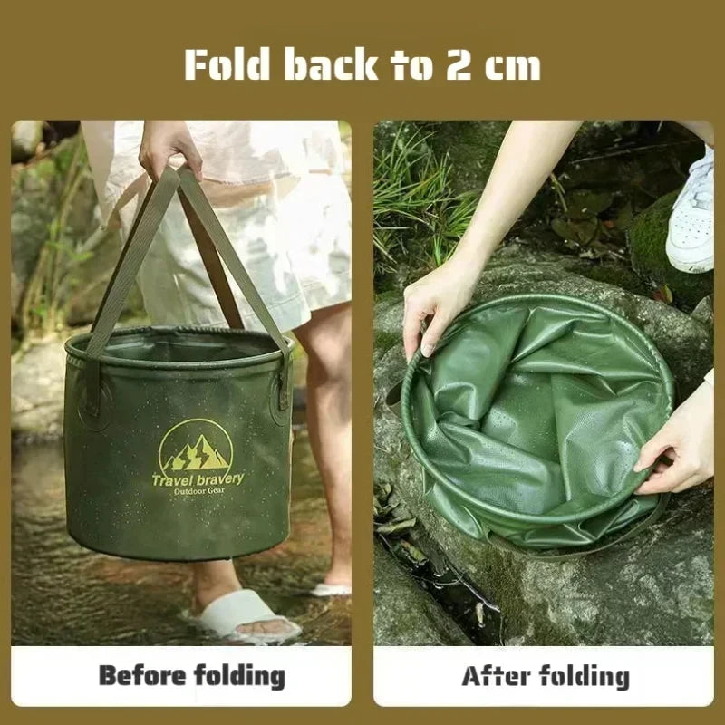 Foldable, portable, waterproof and multifunctional bucket for camping and hiking