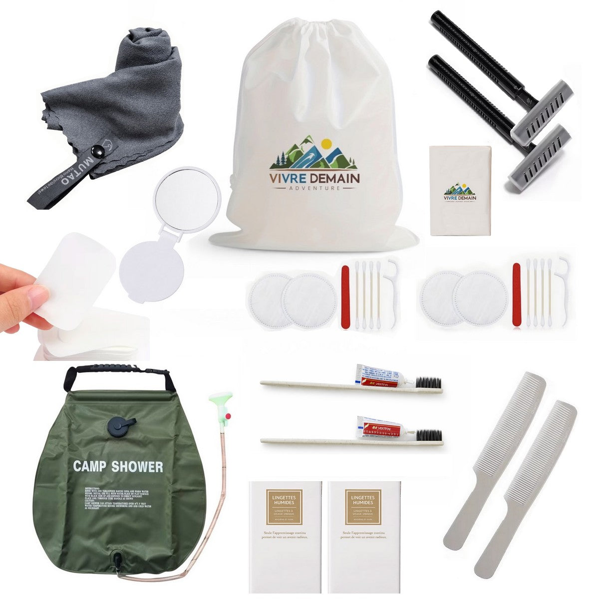 Kit hygiène camping voyage bivouac