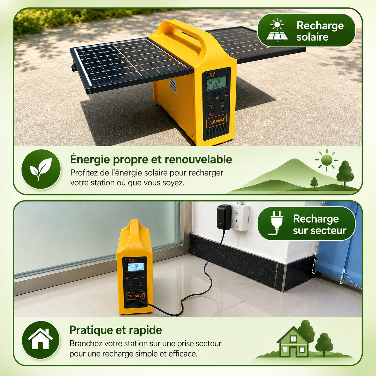 Station d’énergie solaire portable, batterie 100 W
